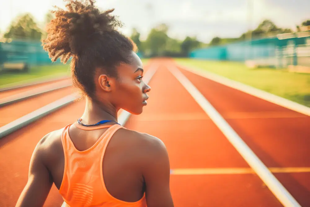 young female athlete on a track african american
