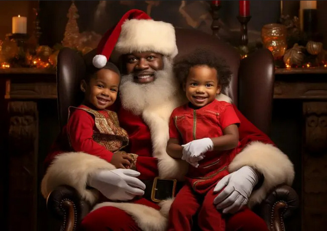 children sitting on Santa's lap