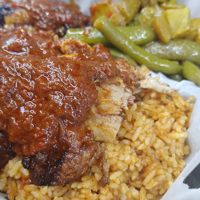 Nigerian classics, such as meat pies, jollof rice, fufu, egusi soup, and plantains. Started by a mother-daughter duo, this eatery brings authentic Nigerian flavors to the Cincinnati Tri-state area through a mobile kitchen experience. 